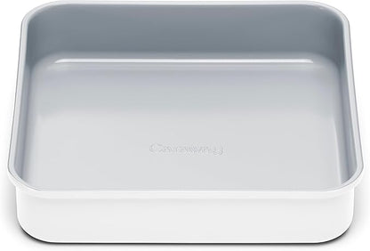 Caraway Non-Stick Ceramic 9” Square Pan - Naturally Slick Ceramic Coating - Non-Toxic, PTFE & PFOA Free - Perfect for Brownies, Lemon Bars, Cakes, & More - White