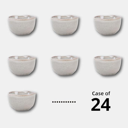 Organic Shape Restaurant Bouillon Cup 9oz, Commerical Grade Catering Stoneware Dip Bowls in Ir-regular Organic Shape, Chip & Scratch Resistant, Glossy Reactive Glaze Grey, Case of 24
