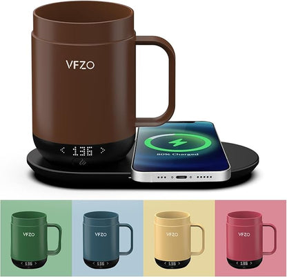 16Oz Temperature Control Smart Mug, Self Heating Coffee Mug LED Display, 180 Min Battery Life - Hot up to 149℉ Fast Wireless Charger Base Improved Design coffee serving sets mug(16oz, Coffee)