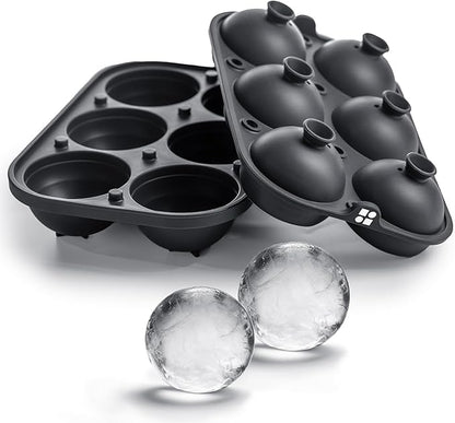 Glacio Ice Cube Molds – Large Silicone Ice & Sphere Mold Combo with Built-In Easy-Fill Funnel 2-Inch Round & Square Whiskey Ice Molds for Cocktails & Bourbon