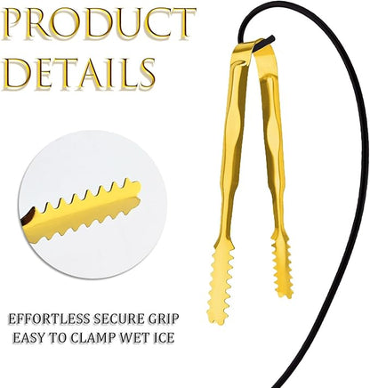 6 Pcs Ice Tongs Stainless Steel 6 Inch with Serrated Teeth Durable Serving Metal Tongs for Kitchen, BBQ, Buffet & Party Secure Grip Mini Tongs for Ice Cubes, Sugar, Salad，Appetizers