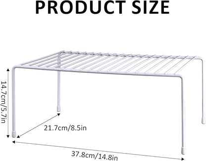 4-Pack Medium (14.8x8.5inch) Kitchen Organizer Rack, Kitchen Shelves for Spice Organization for Cabinet, Pantry Organizers and Storage, Spice Rack, Desk Organizer, White