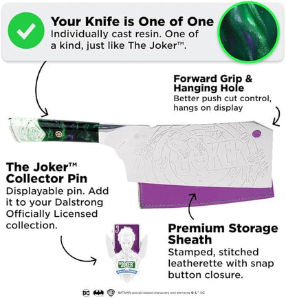 Dalstrong Professional Cleaver Knife - 7 inch - THE JOKER™ Edition Official License - 5 Layer 9CR18MOV Stainless Steel - Resin Handle - Chef's Cooking Blade - Collection Item - Knife Sheath