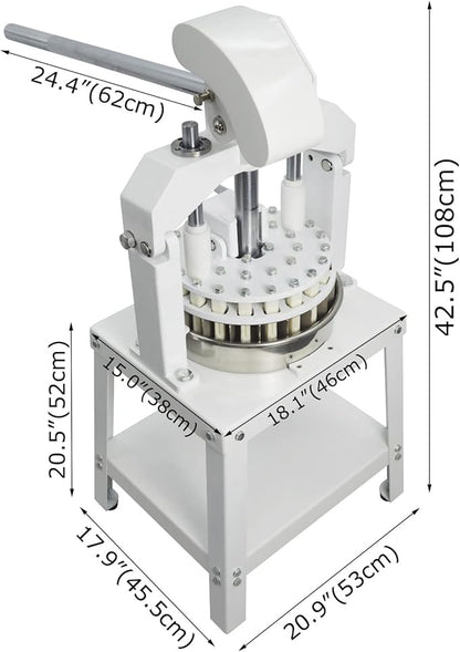 24PCS Vertical Type Manual Dough Dividing Machine 2 Trays Manual Dough Divider Bakery Dough Cutter Machine 1.59oz-8.46oz(45g-240g)/pcs