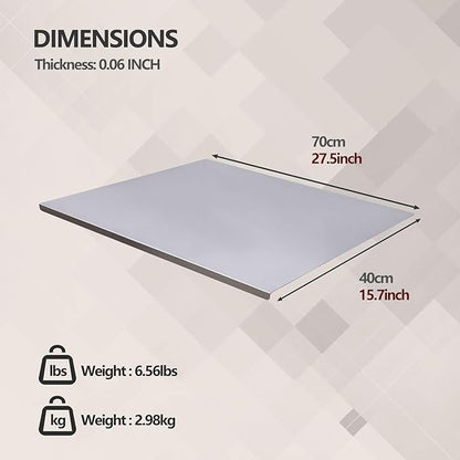 Stainless Steel Cutting Board for Kitchen - 304 Stainless Steel Chopping Boards for Baking, Double-Sided Use for Raw & Cooked Food - Ideal for Homemade Pasta, Pizza & Bread Making (15.7×27.5×0.06")