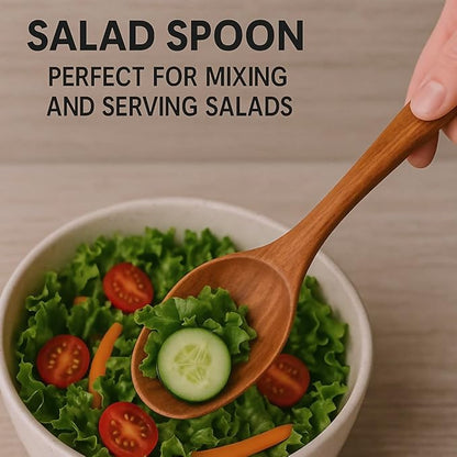 6-Piece Wooden Utensil Set – Premium Teak Wood Cooking Spoons & Spatulas, Non-Stick, Heat-Resistant, Durable & Eco-Friendly Kitchen Tools for Cooking & Serving