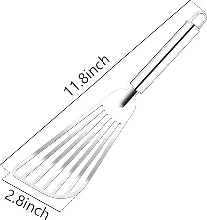 11.8inch Stainless Steel Spatula for Kitchen Use, Slotted Spatulas, Frying Spatula with Thin Edge for Turning and Flipping,2pcs