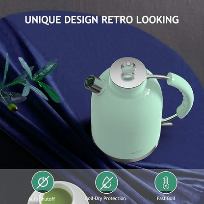 Electric Kettle, ASCOT Electric Tea Kettle, Stainless Steel Kettle Water Boiler, Fast Boiling Kettle, 1.5L, 1500W, BPA-Free, Cordless, Automatic Shutoff, Boil-Dry Protection, Green