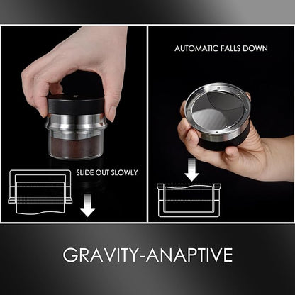 MATOW 2 in 1 Design Gravity Distributor and Magnetic Dosing Funnel Combo, 53.3mm Adaptive Espresso Distributor and 54mm Stainless Steel Dosing Ring Set Compatible with Breville 54mm Portafilter