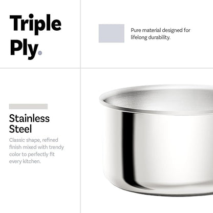 CAROTE 4QT Stainless Steel Sauce Pan with Stand-Up Lid, Nonstick Stainless Steel Pot with Detachable Handle, Non Toxic Kitchen Saucepan, Induction Kitchen Cookware, Oven Safe to 600°F