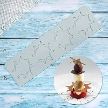 Silicone Molds 3D Hollow Leaf Chocolate Molds Honeycomb Bee Candy Mold Flower Pattern Fondant Mold Cake Topper Sugar Craft Decoration (O_Sun_9.6 * 2.68 * 0.08inch)