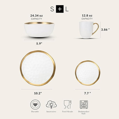 Stone Lain Florian Modern Porcelain Dish Set, 32-Piece Dishes for 8, White