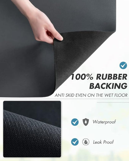 AMOAMI Dish Drying Mat for Kitchen Counter-Coffee Mat Bar Accessories, Hide Stain, Rubber Backed, Absorbent, Fit Under Coffee Maker, Espresso Machine, Pot, Dish Rack, 12"x19", Dark Grey