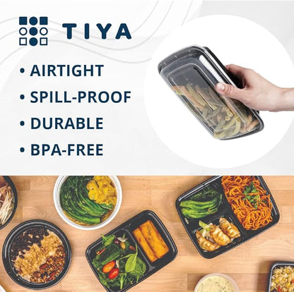 TIYA Food Containers - 16 oz Bulk 150 Pack with Lids - Rectangular Plastic To-Go Containers - Reusable, Microwavable, Dishwasher Safe - Leak-Proof for Meal Prep - BPA-Free
