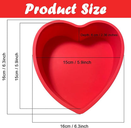 Heart Shaped Cake Pans, 3pcs 6 Inch Silicone Cake Pan for Baking, Heart Molds Silicone Non-Stick Quick Release Suitable, Easy Clean