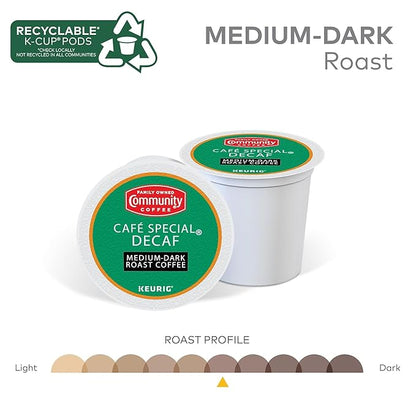 Community Coffee Cafe Special Decaf 24 Count Coffee Pods, Medium Dark Roast, Compatible with Keurig 2.0 K-Cup Brewers, 24 Count (Pack of 1)