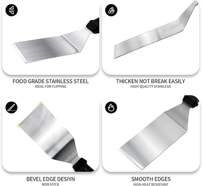 Metal Spatulas 1 PC, Stainless Steel Spatula with Heat Resistant Handle, 9.8 Inch Stainless Steel Spatula Ideal for Desserts, Pancakes, Eggs, Griddle Scraper or BBQ