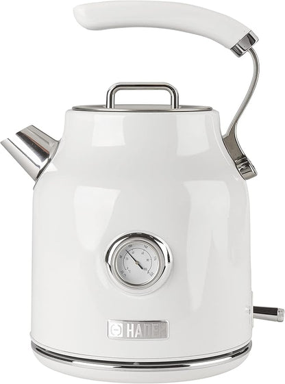 Haden Dorset 1.7 Liter Stainless Steel Electric Kettle, Hot Water Kettle with 360-Degree Base and Auto Shutoff, Ivory & Chrome