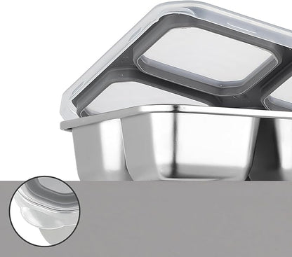 BEFOY 2 Pack Stainless Steel Snack Containers with Lids 4 Compartment Food Storage Containers for Adults & Kids Meal Prep Containers Reusable