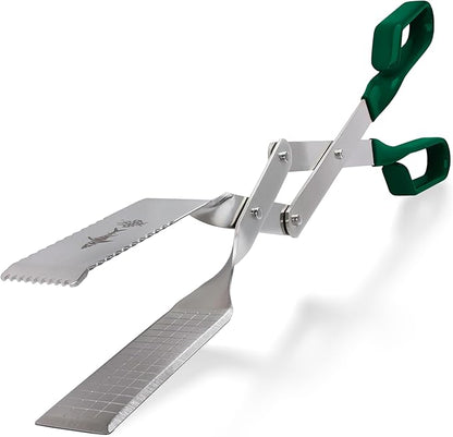 Shark BBQ Grill Tongs - 17 inch Green. Professional kitchen and outdoor grilling utensil. Long reach Barbeque Grilling Tongs. Ideal for steak, fish, burger, and sausage