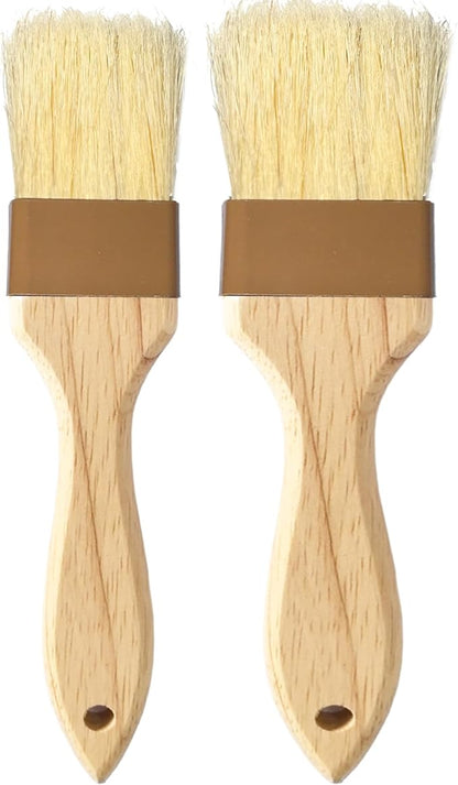 2" & 1.5" Non-Shedding Natural Boar Bristle Pastry & Basting Brush - Food-Grade, Heat-Resistant Cooking Gadgets for Baking, Grilling, Butter, Egg Wash, Oil, Sauce, Marinade, Roasting,Coffee
