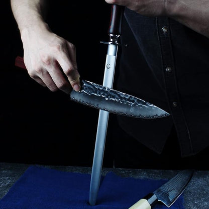 High Hardness Honing Steel 12 Inches Flat Knife Sharpener Steel Sharpening Rod for Kitchen Knives Carbon Steel Honing Rod