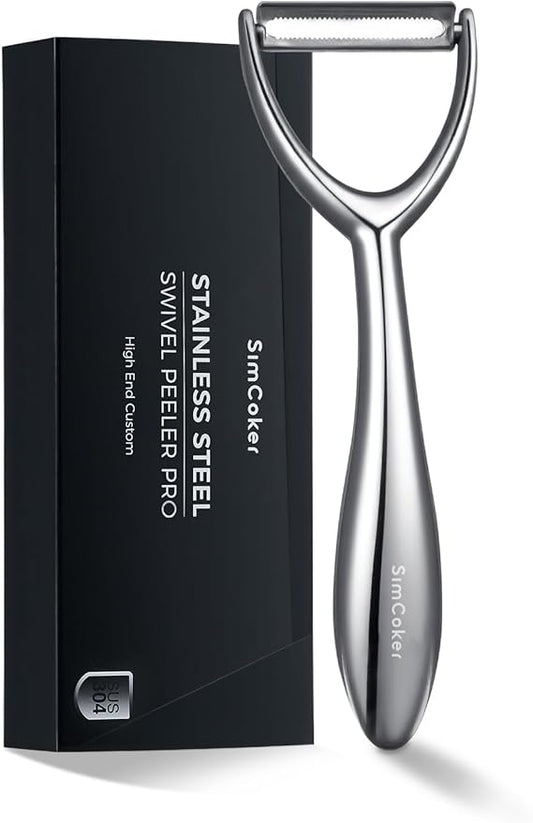 Premium Vegetable Peeler for Kitchen – 304 Stainless Steel, Ultra Sharp Blade, Ergonomic Handle, Dishwasher Safe, 5-Year Warranty