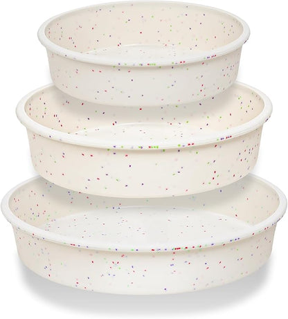 Vinino 3 Pack Round Cake Pan Set (6''/8''/10'') with Metal Reinforced Frame, Circle Cake Pan for Baking Nonstick Silicone Springform Pan for Baking Suitable for Making Layers, Cheese & Chocolate Cakes