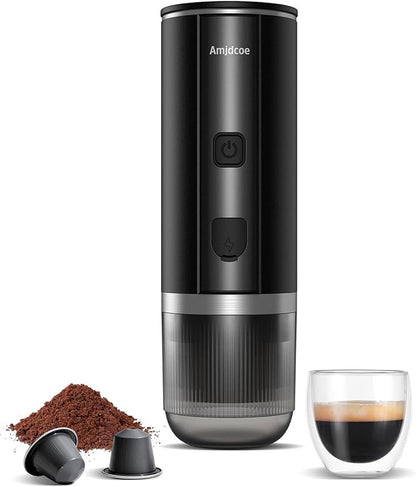 Portable Espresso Maker, 20 Bar Electric Espresso Machine for Travel, Camping, Rechargeable USB-C Mini Coffee Maker for NS Capsule Pods and Ground Coffee, Matte Black