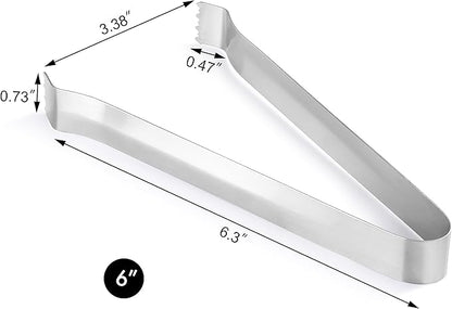 New Star Foodservice 42269 Restaurant-Grade Pom Tong, Stainless Steel, 6.5 inch, Set of 6, Silver