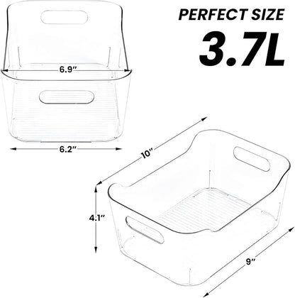 Clear Plastic Storage Bins, Set of 12, Multi-Use Organization and Storage Containers for Pantry, Cabinet, Refrigerator, Freezer, Bathroom, Organizer Bins for Home & Kitchen