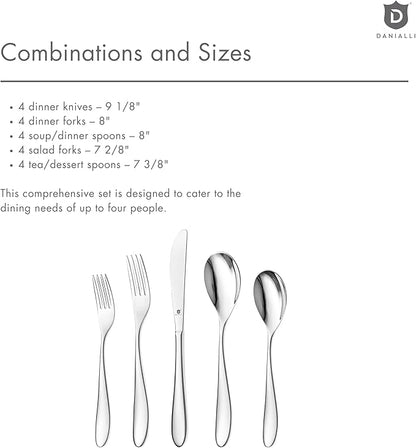 Silverware Set for 4 | 18/10 Stainless Steel Flatware Set | Mirror Finish, Heavy-Duty, Dishwasher Safe, Elegant & Durable, Built to Last (20-Piece, Marettimo)