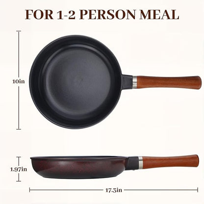Pure Ceramic Frying Pan, Nonstick 10 Inch Ceramic Skillet (Crafted From Natural Clay Minerals Through Firing), PFAS-Free, Non Toxic/No Coatings Cooking Pan, Induction Pan (Black)