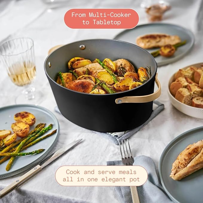 Beautiful 10-in-1,6Qt Electric Multi-Cooker with 7 Presets,Oven-Safe Pot & Lid,Sauté,Steam,Slow Cook,Slow Cooker, Simmer, Rice & More – Touch Display, Dishwasher Safe, Serves Up to 7 (Black Sesame)