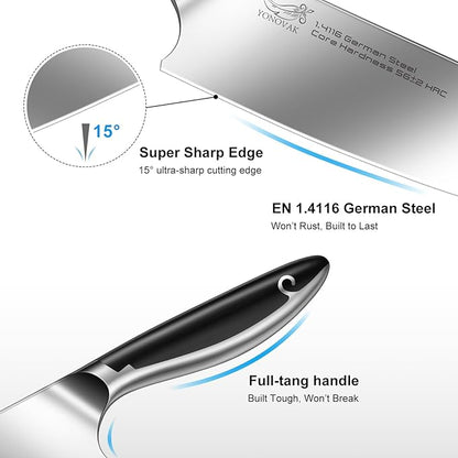 8 Inch German Chef Knife in EN1.4116 High Carbon Steel, Ultra Sharp Non-Slip Full-Tang Handle Kitchen Knife, Dishwasher Safe Rust Resistant Chefs Knife, Thoughtful Birthday Gifts for Women