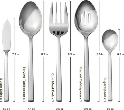 Alata Cube 45-Piece Forged Stainless Steel Flatware Set Cutlery Set,Service for 8,Silver Finish,Dishwasher Safe