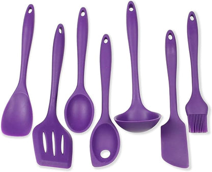 Chef Craft Premium Silicone Kitchen Tool and Utensil Set, 7 Piece, Purple