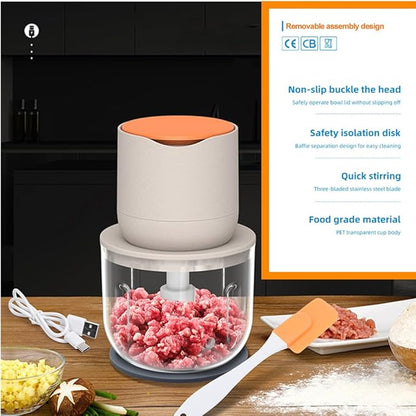 Wireless Electric Food Processor，600ML Electric Food Chopper For Meat,Onions,vegetables,Garlic,Complementary Food, Meat Chopper Blender