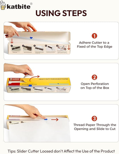 Katbite Heavy Duty Parchment Paper Roll for Baking, 12 in x 524 ft Non-Stick Baking Paper for Cooking, Baking Cookies, Grilling, Air Fryer and Steaming