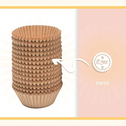 qiqee 600 Count Large Size Cupcake Liners Natural Muffin Liners Food Grade Jumbo Baking Cups Paper No Smells (Large Size)