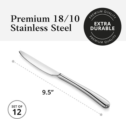 Artaste Rain II Forged 18/10 Stainless Steel (Stainless Steel (Set of 12), Dinner Knife (9.5-Inch))