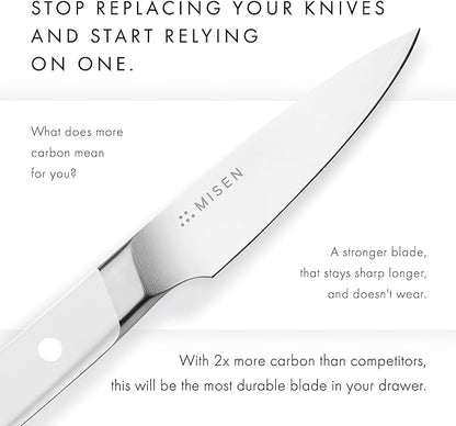 Misen 3.5" Paring Knife – Precision Kitchen Knife - High-Carbon Stainless Steel Blade – Ergonomic Handle for Peeling, Trimming, and Slicing – Lightweight, Versatile Tool for All Culinary Tasks - White