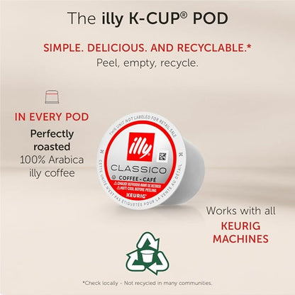 Illy Coffee K Cups - Pods For Keurig Machines – Brasile Bold Roast – Notes of Caramel – Intense & Full-Flavored Flavor - No Preservatives – 10 Count, 6 Pack