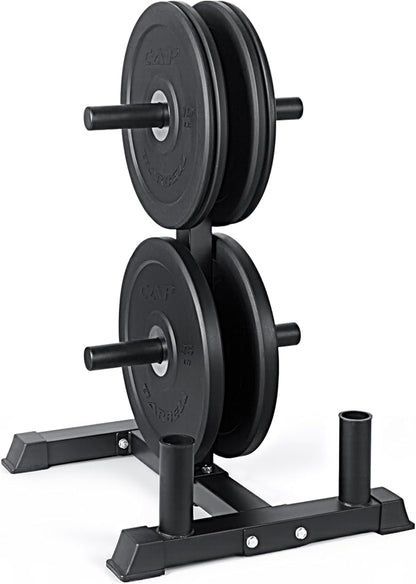 CAP Barbell 2-Inch Olympic Bumper Plate Weight Set with 6 Post Rack | 100-370 lbs | Multiple Options