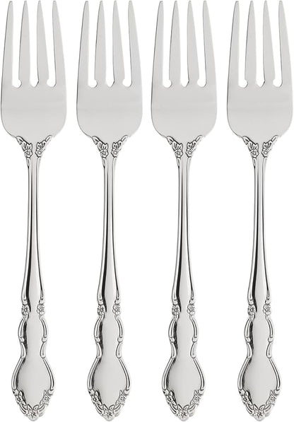 Oneida Dover Fine Flatware Salad Forks, Set of 4 , 18/10 Stainless Steel, Silverware Set, Dishwasher Safe