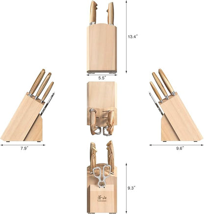 Cangshan OLIV Series 8-Piece Knife Block Set, Forged Swedish 14C28N Steel, Maple Block, 501684