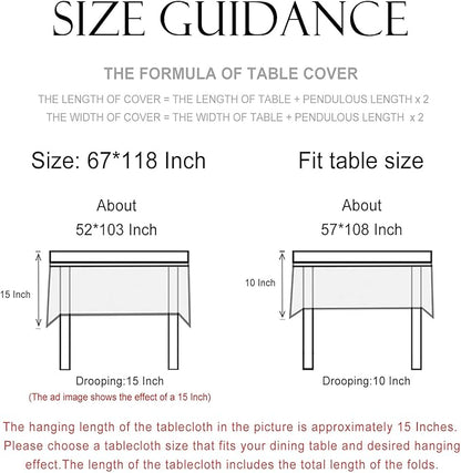patdrea Designer French Table Cloth for Rectangle Table,Vintage Green Linen Birds and Leaves Pattern Tablecloths,Dacorative Cover Kitchen Dining,Christmas,Thanksgiving,Party,67"x118"-Warbler
