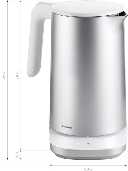 ZWILLING Enfinigy Cool Touch 1-Liter Electric Kettle Pro, Cordless Tea Kettle & Hot Water - Silver