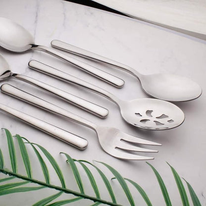 Serving Spoons*2 Slot Spoons* 2 Forks *2 Buffet Colander Stainless Steel Banquet Set, Set of 6. Lenght 9" (6-spoon forks set)