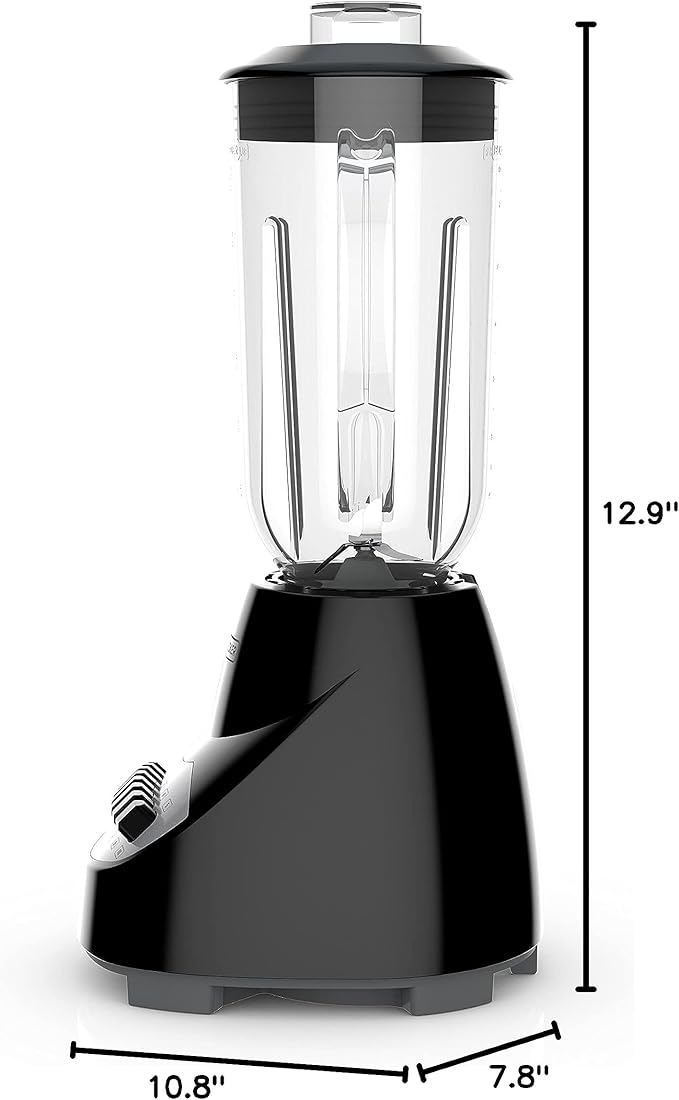 BLACK+DECKER 10-Speed Countertop Blender, BL2010BP, 6-Cup Plastic Jar, Dishwasher-Safe, Stainless Steel, Suction Feet